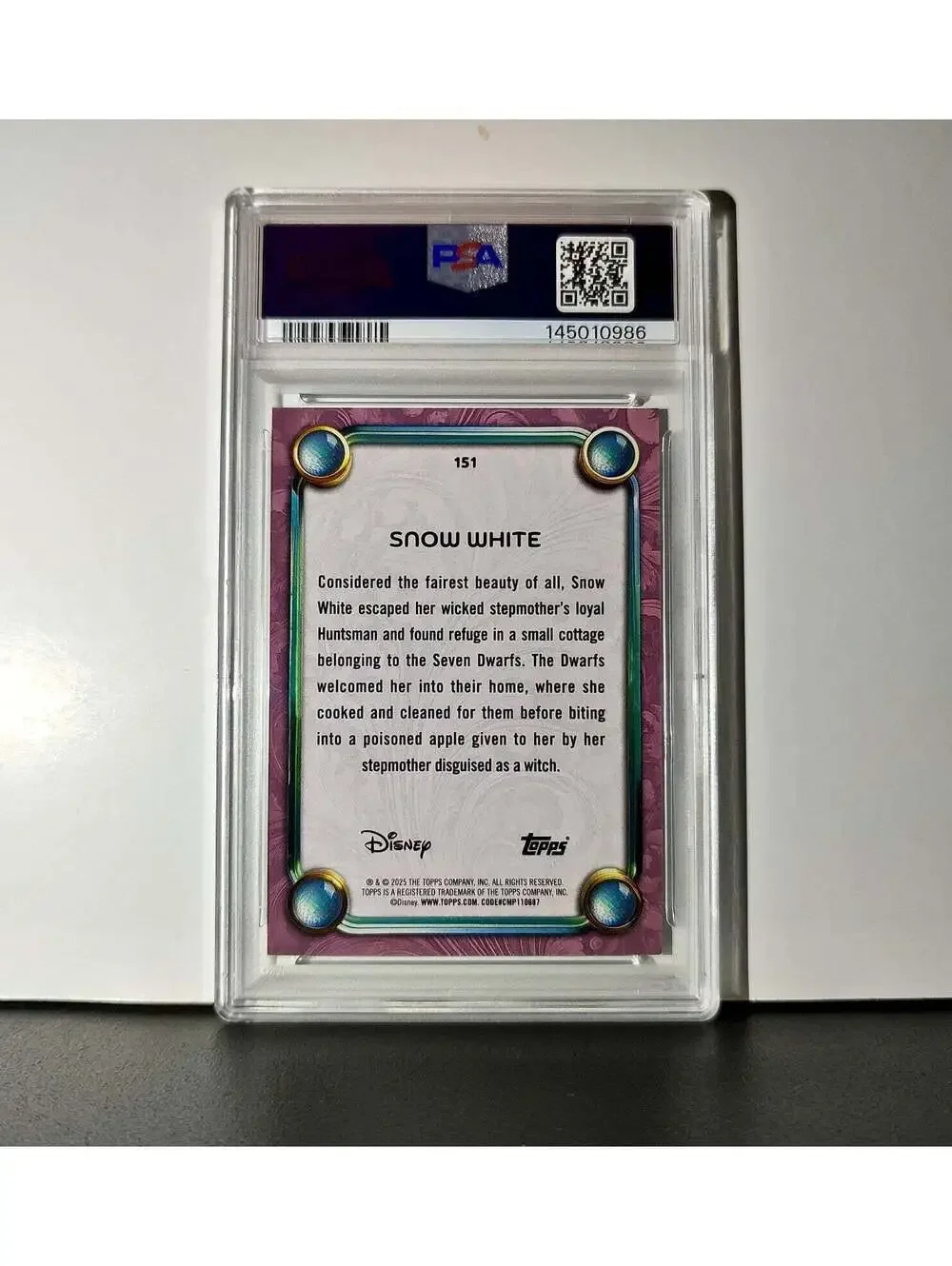 Snow White  2025 Topps Disney Cartoon Princess #151 Card PSA 9